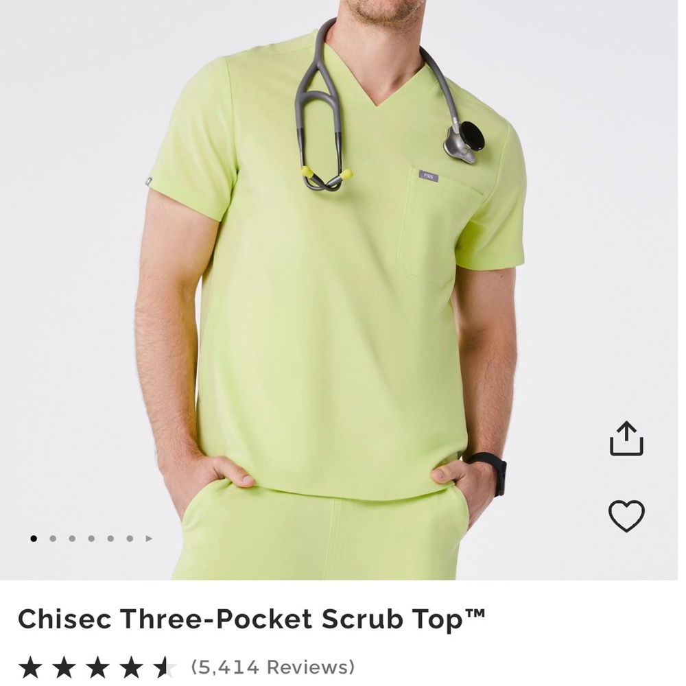 Figs Three Pocket Scrub Top in Sea Mist color